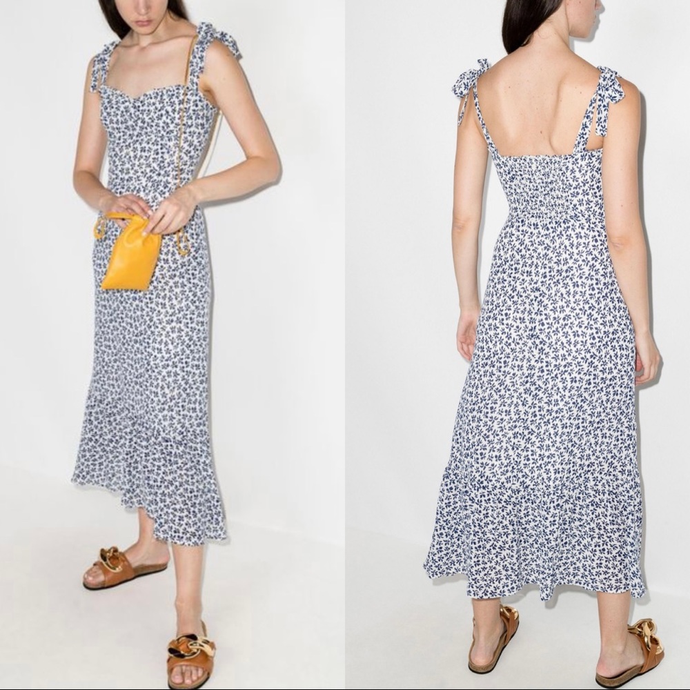 Reformation Blue Nikita Printed Midi Dress Size 4